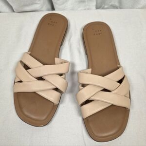 A New Day Nude Criss Cross Slide Sandals Women’s 9.5 Neutral Flat